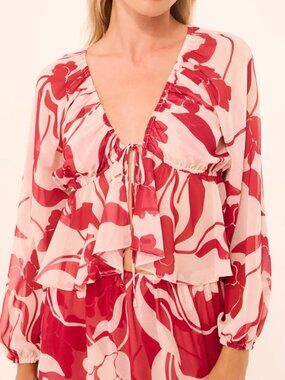 Misa Los Angeles Susan Top Cherry Flora Print Chiffon